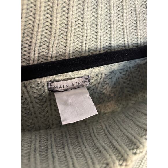 Main Strip Sage Green Off-Shoulder Chunky Knit Sweater Cozy Fall Medium Large - Picture 3 of 4